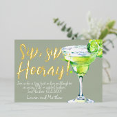 Sip, Sip Hooray! Funny Cocktail Save the Date Folieneinladung (Stehend vorne)