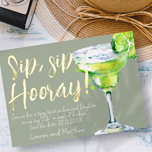 Sip, Sip Hooray! Funny Cocktail Save the Date Folieneinladung