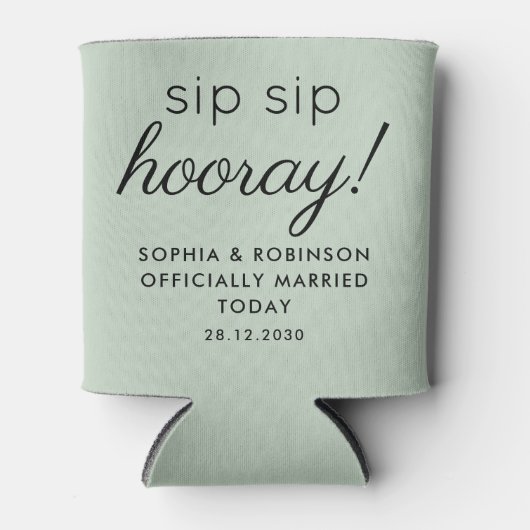 Sip Sip Hooray Gastgeschenk Hochzeit Sage Green Fu Dosenkühler (Vorderseite)