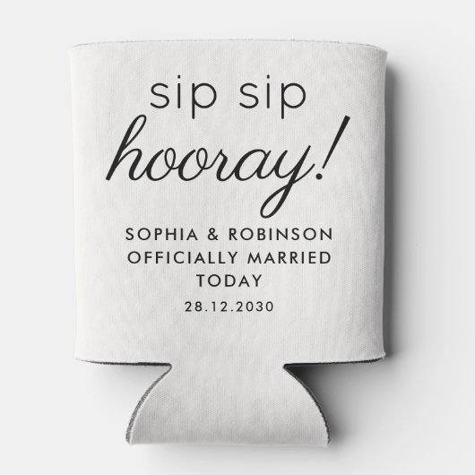 Sip Sip Hooray Gastgeschenk Hochzeit von Weiß Funn Dosenkühler (Rückseite)