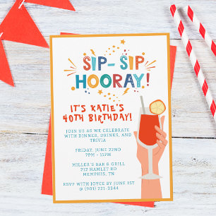 Sip Sip Hooray Geburtstagsparty Einladung