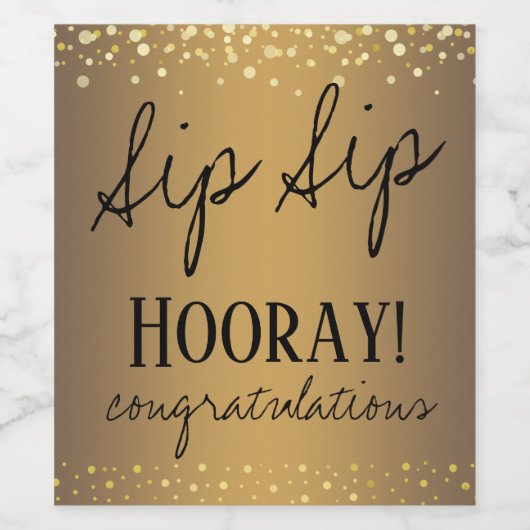 Sip Sip Hooray Glückwunsch Weinetikett (Einzelnes Label)
