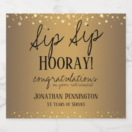 Sip Sip Hooray Herzlichen Glückwunsch Ruhestand We Bierflaschenetikett (Einzelnes Label)