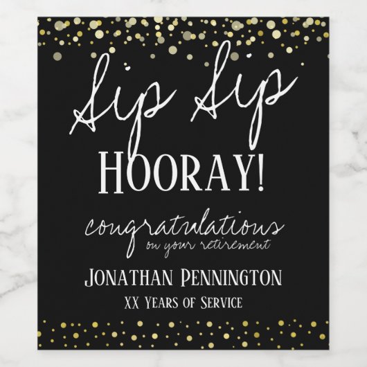 Sip Sip Hooray Herzlichen Glückwunsch Ruhestand We Weinetikett (Einzelnes Label)