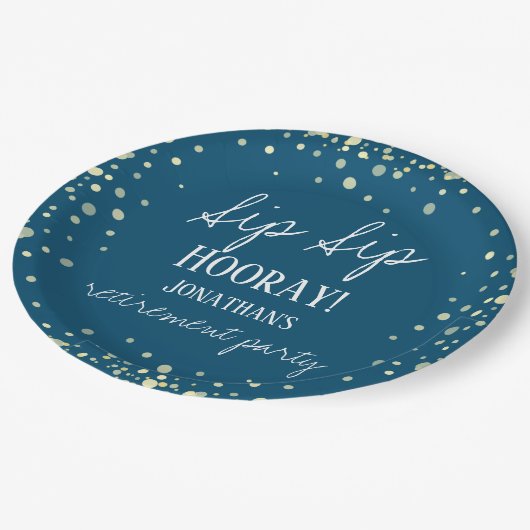 Sip Sip Hooray Herzlichen Glückwunsch Ruhestandspa Pappteller (Schrägansicht)