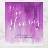 Sip Sip Hooray Hochzeit lila Lila-Weinetiketten Weinetikett (Einzelnes Label)
