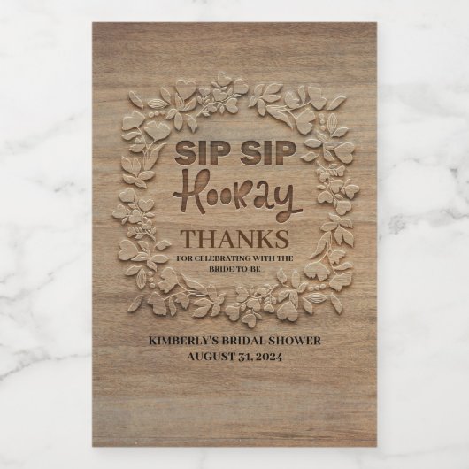 Sip Sip Hooray Hochzeit oder Brautparty Weinetikett (Einzelnes Label)