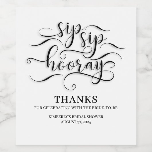 Sip Sip Hooray Hochzeit oder Brautparty Weinetikett (Einzelnes Label)
