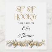 Sip Sip Hooray Holly Garland Weihnachten Hochzeit Weinetikett (Einzelnes Label)
