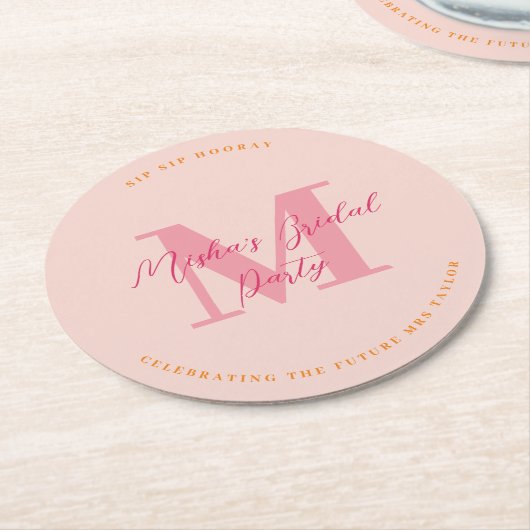 Sip Sip Hooray Initial Pink Untersetzer (Angewinkelt)