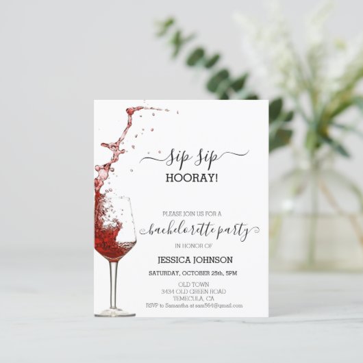 Sip Sip Hooray Junggeselinnen-Abschied Wein (Stehend Vorderseite)