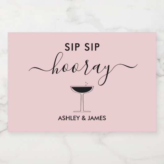 Sip Sip Hooray Label, Hochzeitsblase Schaumweinetikett (Einzelnes Label)