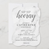 Sip Sip Hooray Marmor, Black & White Brautparty Einladung (Vorderseite)