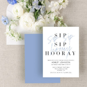 Sip Sip Hooray Modern Steel Blue Brautparty Einladung