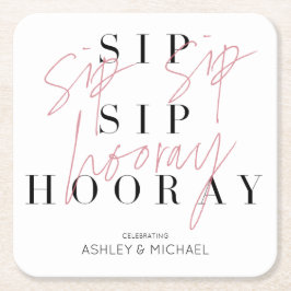 Sip Sip Hooray Moderne Partei für Schwarz-weißes E Rechteckiger Pappuntersetzer