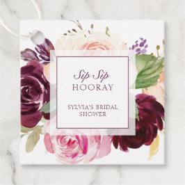 Sip Sip Hooray Moody Plum Floral Brautparty Geschenkanhänger