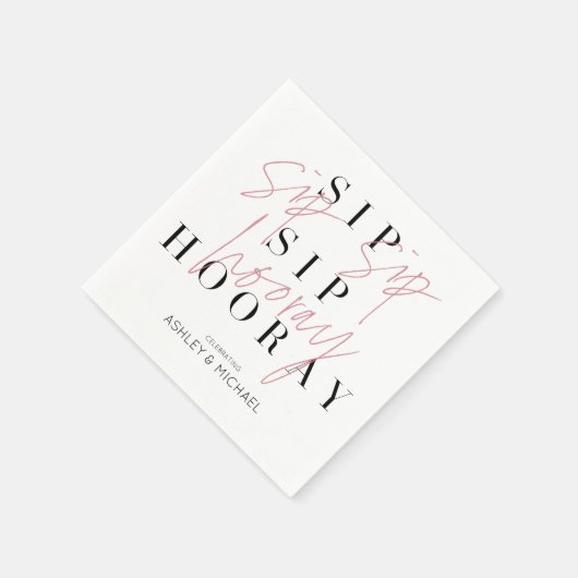 Sip-Sip-Hooray-Partei für Schwarz-weißes Engagemen Serviette (Ecke)