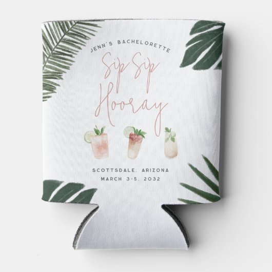 Sip Sip Hooray Personalisierter Junggeselinnen-Abs Dosenkühler (Vorderseite)