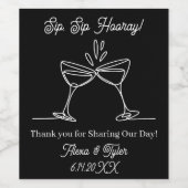 Sip, Sip Hooray! Personalized Wedding Reception  Weinetikett (Einzelnes Label)