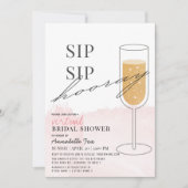 Sip Sip Hooray Pink Virtual Brautparty Einladung (Vorderseite)