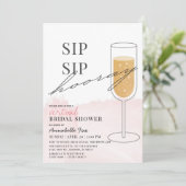 Sip Sip Hooray Pink Virtual Brautparty Einladung (Stehend Vorderseite)