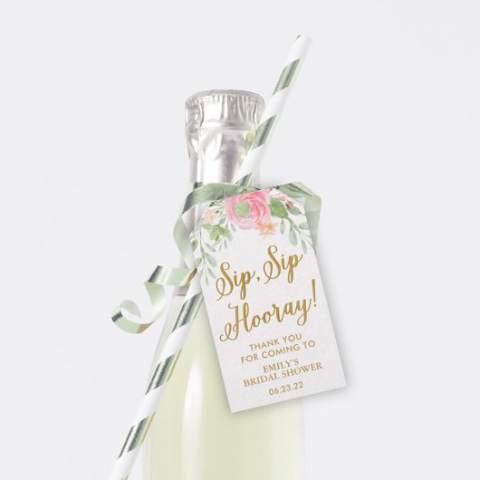 Sip Sip Hooray Rosa Brautparty Wein Geschenkanhänger