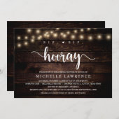 Sip, Sip, Hooray, rustikale Brautparty Feier Einladung (Vorne/Hinten)