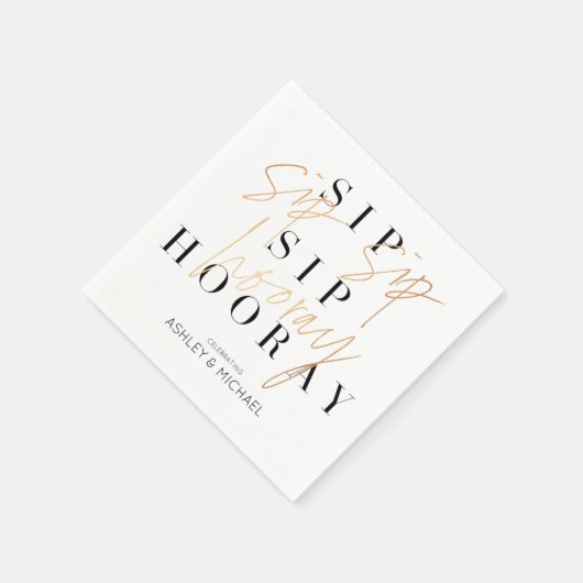 Sip Sip Hooray Schwarz-weiß Gold Couple Dusche Serviette (Ecke)