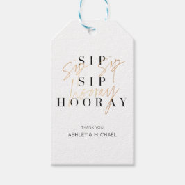 Sip Sip Hooray Schwarz-weiß Gold Engagement Party Geschenkanhänger