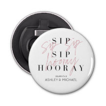 Sip Sip Hooray Schwarz-weiß Pink Engagement Party