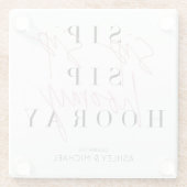 Sip Sip Hooray Schwarz-weiß Pink Engagement Party Glasuntersetzer (Rückseite)