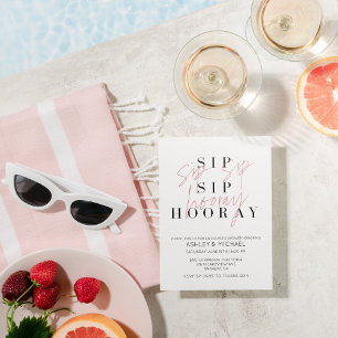 Sip Sip Hooray Schwarz-weißes Foto Couple Dusche Einladung