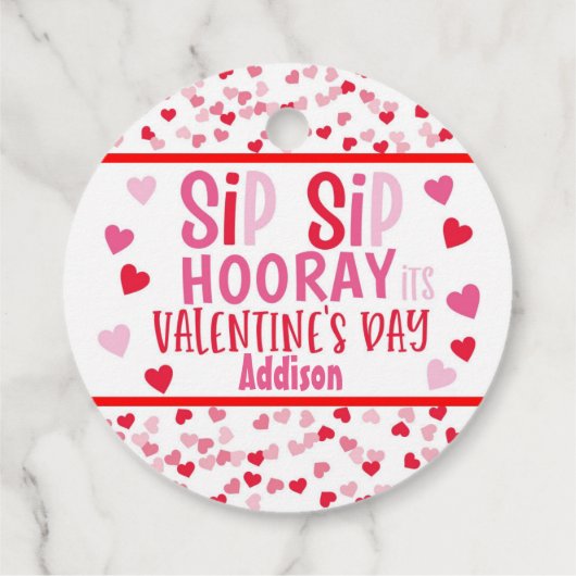 Sip SIp Hooray Strohvalentin Gunst Round Geschenkanhänger (Rückseite)