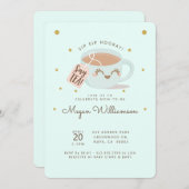 Sip Sip Hooray Tee Minze Babydusche Tee Party Einladung (Vorne/Hinten)