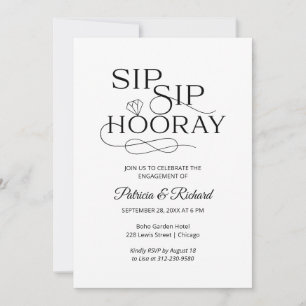 Sip Sip Hooray Verlobungsfeier Einladungen