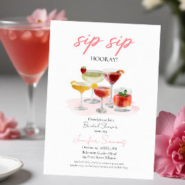 Sip Sip Hooray Wasserfarbencocktails Brautparty Einladung