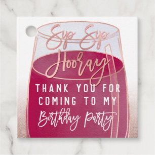 Sip Sip Hooray Watercolor Roter Wein Geburtstagspa Geschenkanhänger