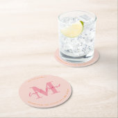 Sip Sip Hooray Wedding Monogram Initial Untersetze Runder Pappuntersetzer (Vor Ort)