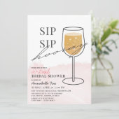Sip Sip Hooray Wine Glass Virtual Brautparty Einladung (Stehend Vorderseite)