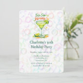 Sip Sip Sip Horray Bubbles Birthday Party Einladung (Stehend Vorderseite)