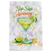 Sip Sip Sip Horray Bubbles Birthday Party Mittlere Geschenktüte (Vorderseite)