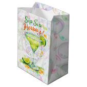 Sip Sip Sip Horray Bubbles Birthday Party Mittlere Geschenktüte (Rückseite Schrägansicht)