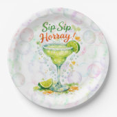 Sip Sip Sip Horray Bubbles Birthday Party Pappteller (Vorderseite)
