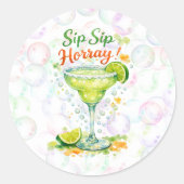 Sip Sip Sip Horray Bubbles Birthday Party Runder Aufkleber (Vorderseite)