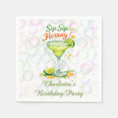 Sip Sip Sip Horray Bubbles Birthday Party Serviette (Vorderseite)