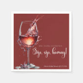 Sip, sip, stündlich Wein Degustation Brautparty Serviette (Vorderseite)