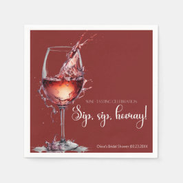 Sip, sip, stündlich Wein Degustation Brautparty Serviette