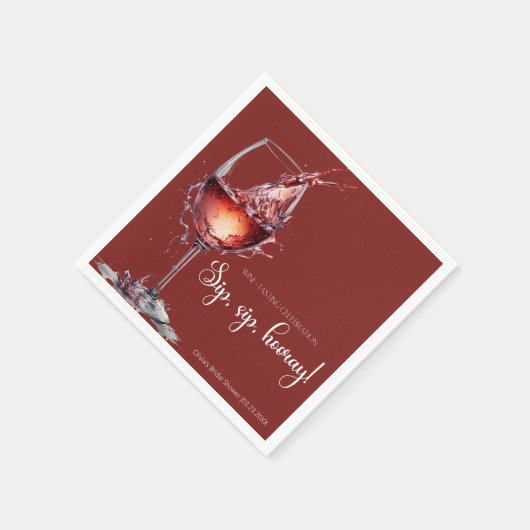 Sip, sip, stündlich Wein Degustation Brautparty Serviette (Ecke)