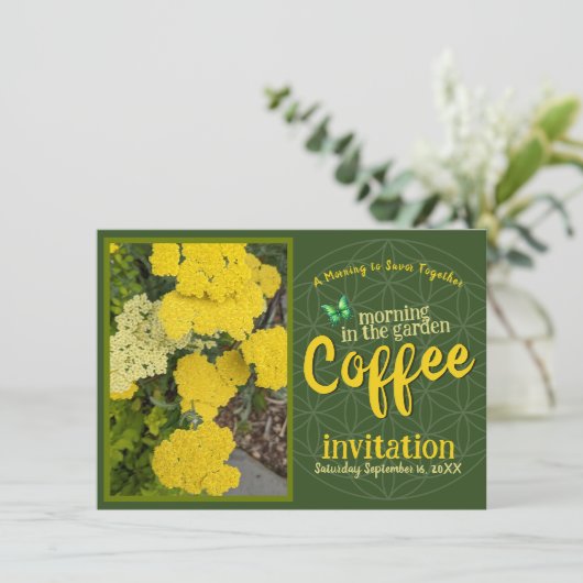 Sip Smile & Celebrate Kaffee Morgen im Garten Einladung (Stehend Vorderseite)