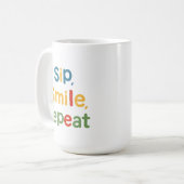 Sip, Smile, Repeat - Klassische 15 oz Tasse (Vorderseite Links)